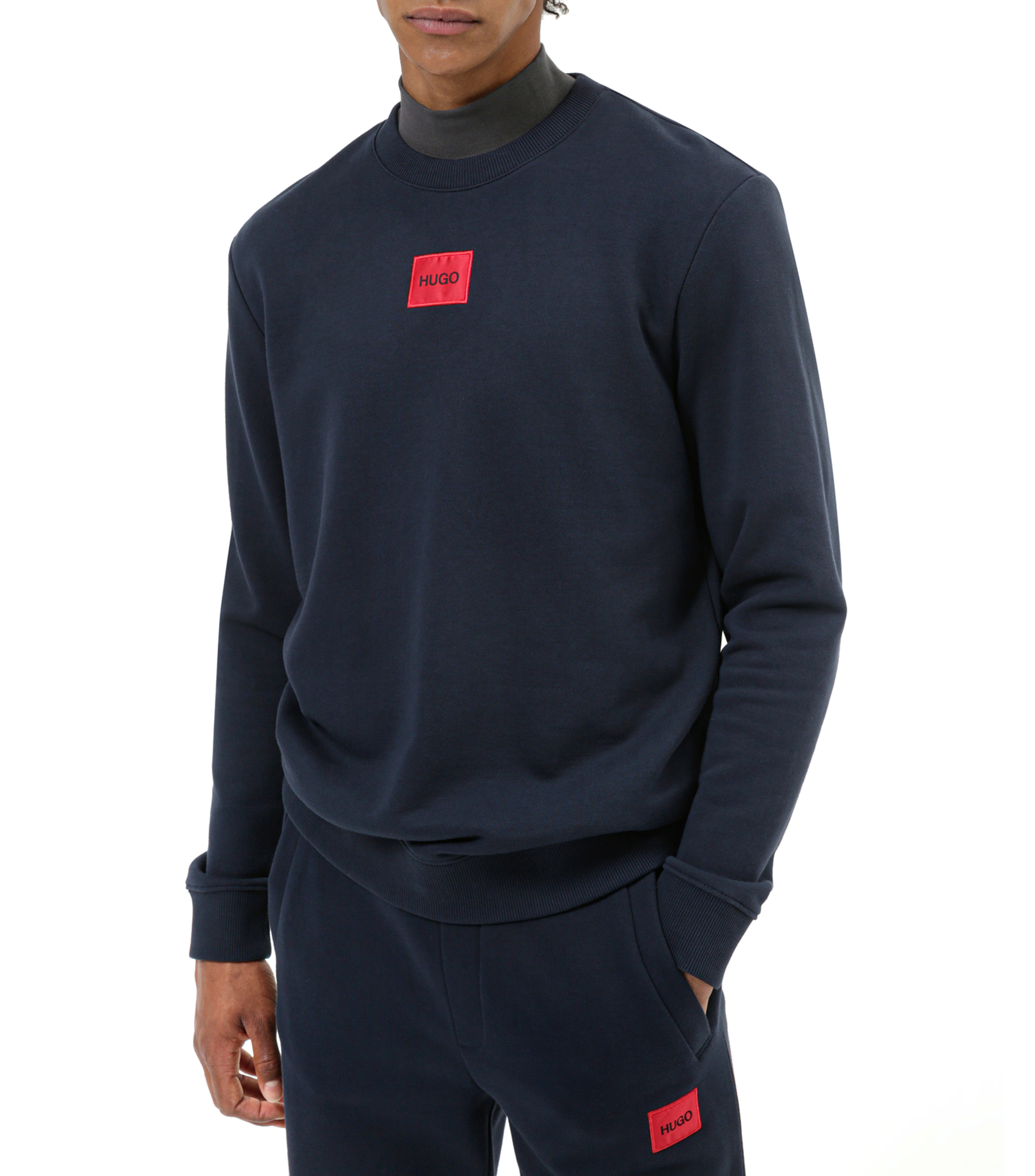 Hugo Boss Sudadera HUGO de felpa de algodón con etiqueta con logo roja Hombre El Palacio de Hierro